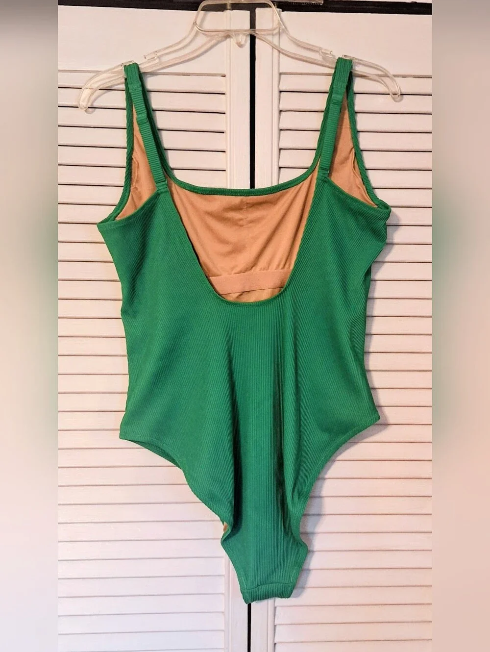 Old Navy Kelly Green Ribbed Square Neck One-Piece Swimsuit Sz LG *O